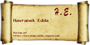 Havranek Edda névjegykártya